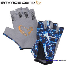 Перчатки Savage Gear Marine Half Glove размер M серо-синие